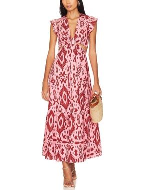 NWT Steve Madden Got Your Batik Dress Burnt Umber White Pink Small